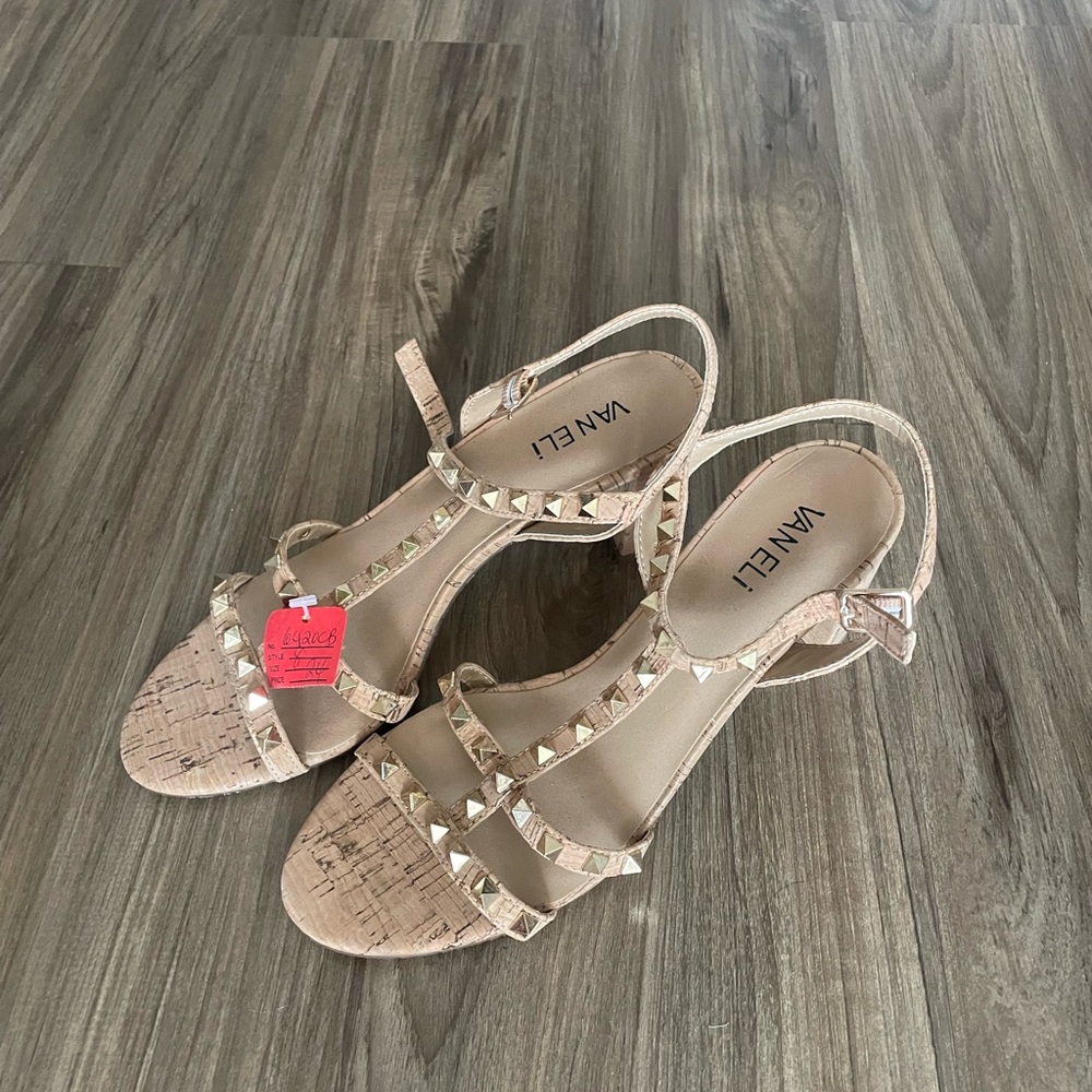 Vaneli Women's Tan Studded Sandals